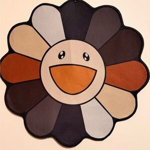 Chocolate Takashi Murakami flower inspired rug